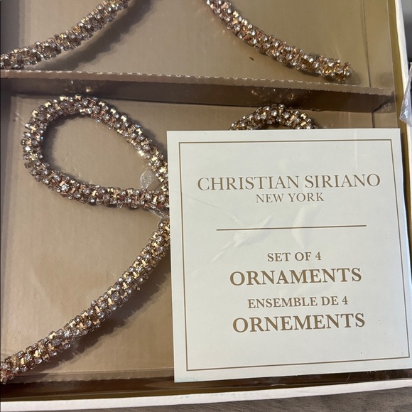 OPEN BOX READ NIB Christian Siriano Gold Rhinestone Bow Christmas Tree Ornaments - Picture 10 of 12